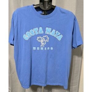 Yazbek Men's XL Short-Sleeve Blue T-shirt Crew Neck Costa Maya Mexico